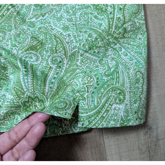 Talbots Size 12 Curvy Cropped Pants Green Paisley Pocket Straight Preppy Resort - Picture 7 of 12